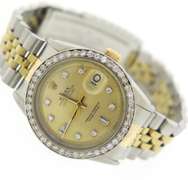 Rolex 2 Tone Datejust 36mm Diamond Dial Watch