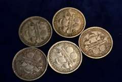 Lot of 5 Commemorative Columbian Expo Half Dollar Circulated Coins
