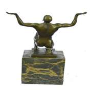 Nude Naked Male Athlete Bronze Sculpture