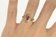 14K Yellow Gold 1.00 Ctw Ruby Diamond Halo Bypass Engagement Ring