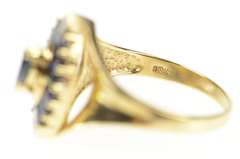 10K Yellow Gold Marquise Sapphire Diamond Accent Statement Ring