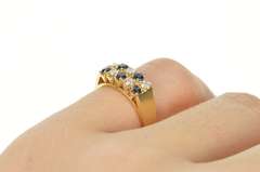 14K Yellow Gold Squared Sapphire Diamond Statement Band Ring