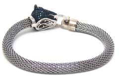 Sterling Silver Leopard Head Mesh Bracelet