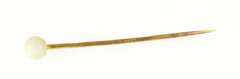 18K Yellow Gold Round White Stone Sphere Victorian Stick Pin