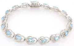 Shimmering Aquamarine & Diamond Bracelet in Sterling Silver