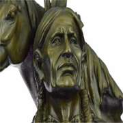 Western American Chief with his Horse Bronze Sculpture