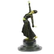 Belly Dancer Bronze Sculpture on Marble Base Statue