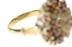 14K Yellow Gold 1960's Retro Garnet Cocktail Statement Ring