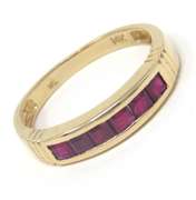 Elegant Yellow Gold Ruby Channel Set Ring