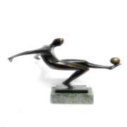 Modernist of Soccer Player Bronze Sculpture