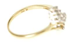 10K Yellow Gold Diamond Zig Zag Cluster Bypass Statement Ring