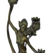 Art Nouveau Lady Candelabra Bronze Sculpture