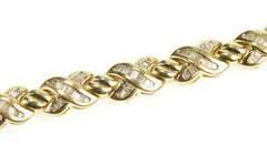 14K Yellow Gold Baguette Diamond X Link Hugs & Kisses Tennis Bracelet