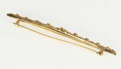 14K Yellow Gold 0.30 Ctw Diamond Sapphire Victorian Bar Pin/Brooch