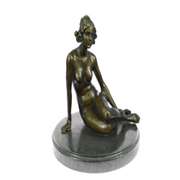 Nude Girl Sitting Bronze Sculpture