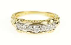 18K Yellow Gold 0.50 Ctw Diamond Ornate Scroll Wedding Band Ring