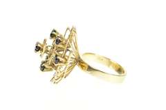 18K Yellow Gold Retro Geometric Bar Sapphire Cocktail Ring