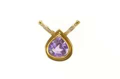 18K Yellow Gold Pear Amethyst Diamond Enhancer Statement Pendant