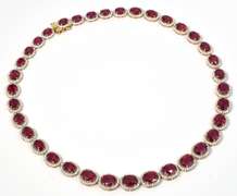 Ruby & Diamond Necklace in 14K Yellow Gold