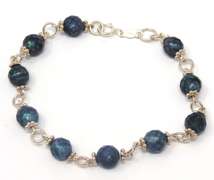 Sterling Silver Blue Pearl Station Bracelet