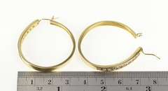 14K Yellow Gold 1.20 Ctw Channel Diamond Inset Fashion Hoop Earrings