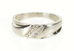 Platinum Diamond Grooved Channel Inset Wedding Band Ring