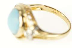14K Yellow Gold 1930's Turquoise Diamond Accent Statement Ring
