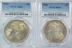 Great near Gem 1889 & 1898 Morgan Dollars. PCGS MS64