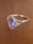 14kt Solid Yellow Gold Amethyst & Diamond Ring