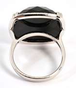 Stylish Black Agate and Diamond Ring in 14K WG