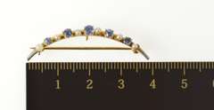14K Yellow Gold Victorian Seed Pearl Syn. Sapphire Moon Pin/Brooch