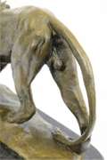 Large Ferocious Male African Lion Bronze Sculpture Marble Base