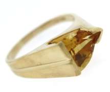 Pretty Yellow Gold Citrine Trillion Ring