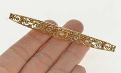 14K Yellow Gold 0.30 Ctw Diamond Sapphire Victorian Bar Pin/Brooch