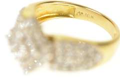 10K Yellow Gold 0.72 Ctw Squared Diamond Cluster Pave Ring