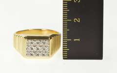 14K Yellow Gold 0.48 Ctw Squared Diamond Cluster Men's Ring