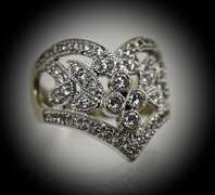 Contemporary Lacy 14K Diamond  V-Shaped  Ring