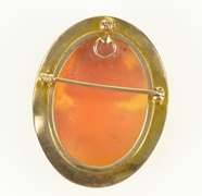 10K Yellow Gold Victorian Ornate Carved Lady Cameo Etched Pin/Brooch