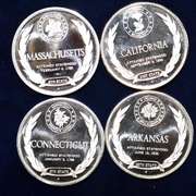 Lot Of 4 Sterling Silver State Medals