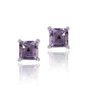 Sterling Silver 1.10ct. Amethyst 5mm Square Stud Earrings