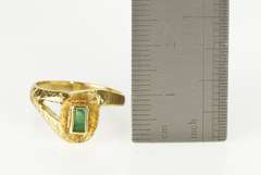 18K Yellow Gold 0.30 Ct Emerald Cut Emerald Ornate Fashion Ring