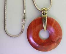 Sterling Silver Agate Pendant With Long Chain