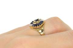 10K Yellow Gold Marquise Sapphire Diamond Accent Statement Ring