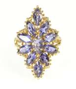 10K Yellow Gold Marquise Amethyst Ornate Cocktail Statement Ring