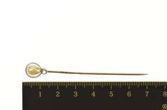 14K Yellow Gold Victorian Pearl Rose Cut Diamond Stick Pin