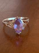 14kt Solid Yellow Gold Amethyst & Diamond Ring