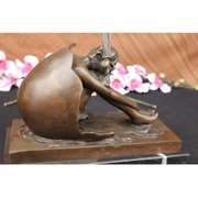 Nude Girl Emerging from Egg Shell Bronze Sculpture