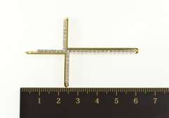 18K Yellow Gold Diamond Inset Ornate Cross Christian Faith Pendant