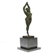 Dancer Bronze Statue on Marble Base Figurine
