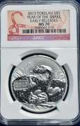 2013 Tokelau S$5 Year Of The Snake NGC MS 70 ER